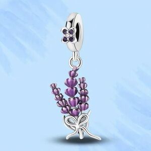 Elegant Purple Floral Charm Pendant with Chain